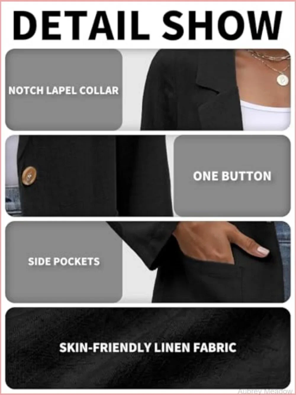 Women's Linen Blazer Casual Long Sleeve Lightweight One Button Jacket Spring